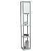Simple Designs LF1037-GRY Organizer Storage Shelf with 2 Ports, 1 Charging Outlet and Linen Shade USB Etagere Floor Lamp, Gray