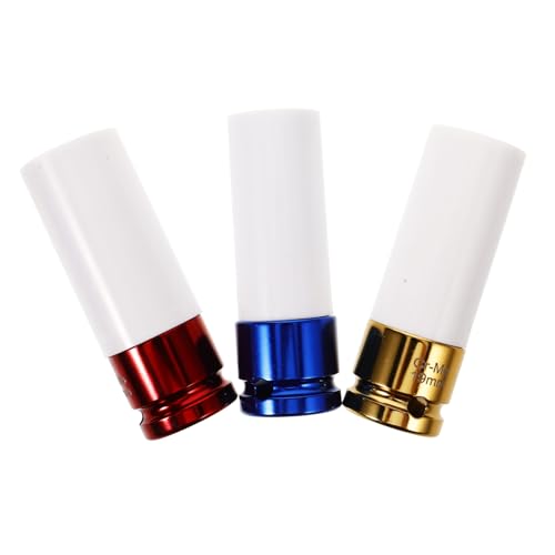 Amosfun 3 Piezas manga protectora protección Eliminación sin cámara proteger accesorio del vehículo casquillo de tuerca casquillos de rueda Acero al cromo vanadio