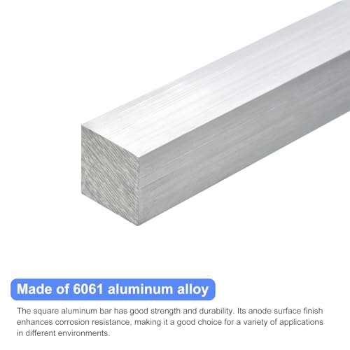 Image of uxcell Square Aluminum Flat Bar, 1 /2 inch Thick 0.5 inch Width 10 inch Length Square Aluminum Bar 6061 Aluminum Flat Plate, 12 x 12 x 254mm T6511 Solid New Mill Stock for Industrial Building