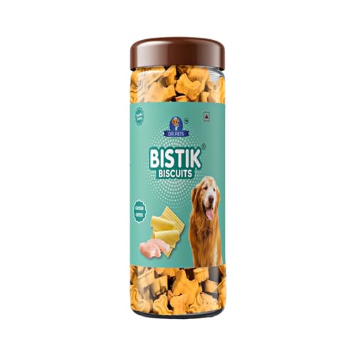 Image of Dr. Pets Pack of 2 (450g Each) Bistik Dog Biscuits Chicken Cheese Flavor | Crunchy Dog Treats for Puppies & Adult Dogs | Daily Training Snacks | Made with Chicken & Cheese