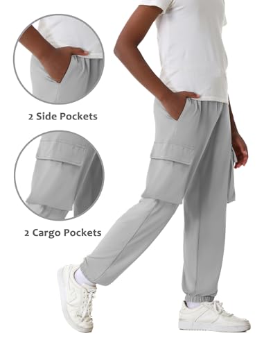 EXARUS 3 Pack Boys Cargo Joggers Lightweight Drawstring Quick Dry Athletic Hiking 6-14Y4