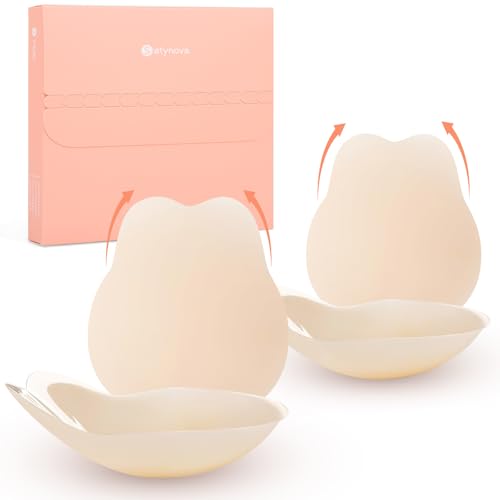 Nipple Covers for Women with lift 2 Pairs, Seamless Adhesive Silicone Lifting Nipple Cover Reusable with Storage Board