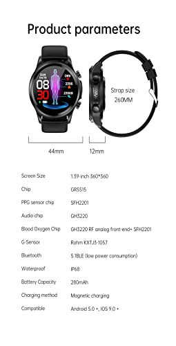 BEYSG Multifunctionele heren IP68 waterdichte sport smartwatch muziek controle timer informatie weer push smartwatch 2023 (kleur: rood 1, maat: A) - Afbeelding 8