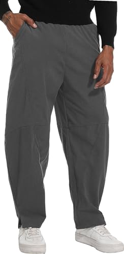 CLANMILUMS Men's Casual Elastic Waist Corduroy Pants Drawstring Loose Fit Pants (40, Dark Grey)