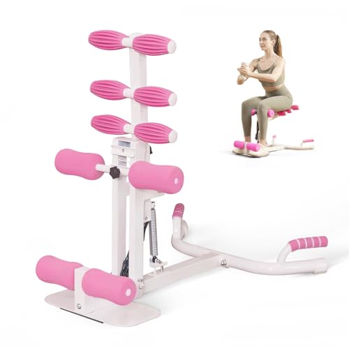 PAETA Squat Machine designed for women, featuring pink grips and a seated user performing glute exercises, emphasizing effective workouts for home fitness.