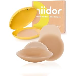 Niidor Nipple Covers for Women with Lift Reusable Silicone Adhesive Pasties Breast Petals Seamless for Any Oufit Travel Case