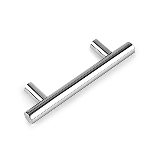Image of Probrico 10 Pack 3.75 inch Hole Center Kitchen Cabinet Handles, Euro T Bar Polished Chrome Drawer Pulls Cabinet Pulls, Stainless Steel Cupboard Dresser Handles, 6 inch Length