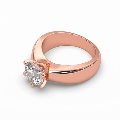 Image of 2 Ct. Solitaire Moissanite Crown Cathedral Ring for Women, 925 Sterling Silver, 18k Gold Plated, Smooth Edge Band, Perfect Jewelry Gift for Her
