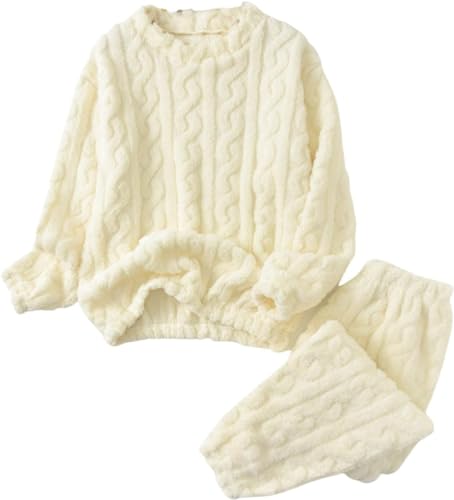 LLECDASEUI Set pigiama da donna lavorato a maglia a trecce,