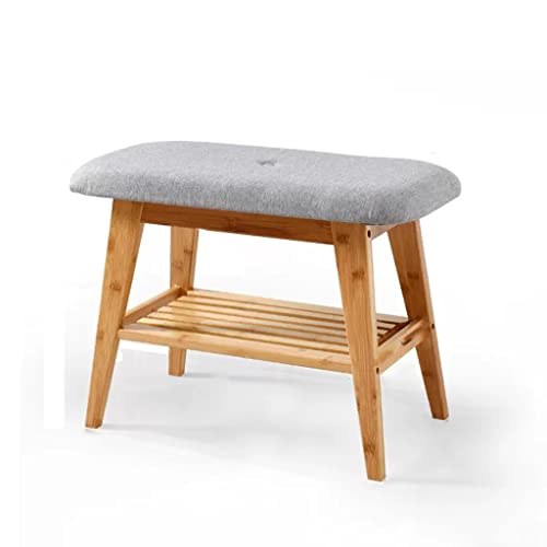 Pouf de rangement multifonction avec assise et étagère à chaussures