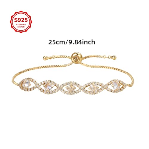 18K Gold Plated Tennis Bracelet for Women with Sparkling Zirconia Stones, Adjustable Size, Elegant Gift for Wedding, Birthay, Party, Mom, Girlfrined, Chrismas4
