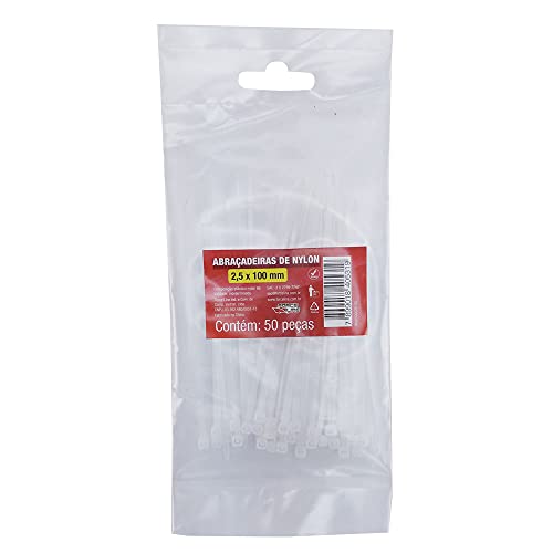 ABRACADEIRA DE NYLON 2,5MM X 100MM BRANCA 50 PCS
