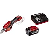 Einhell Sécateur sans fil GE-LS 18 Li-Solo Power X-Change (18 V, pour des branches jusqu’à 28 mm d’épaisseur, interrupteur de sécurité, revêtement souple Softgrip) avec chargeur et batterie 5,2Ah