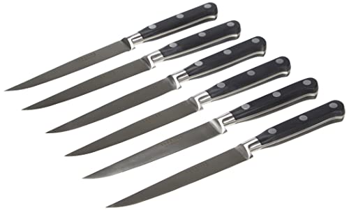 Sabatier Trompette 6 couteaux steak, Acier inoxydable, Noir