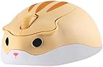Cute Hamster Mouse,Wireless Mouse 2.4 Ghz 1200 DPI Less Noise Cartoon Animal Shape Portable Optical Mice with USB Receiver for Notebook Windows Computer PC Laptop Gift Kids(Yellow)