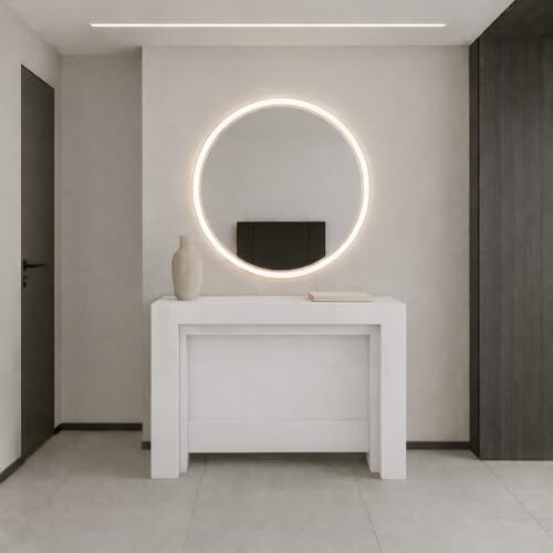 VE.CA. - Karen - Table Console à rallonge - en Bois - Dimensions : 90x77x51,5 à 300 cm - Couleur : Blanc Brillant - Cuisine, Maison - Made in Italy