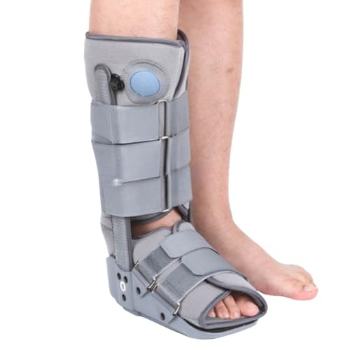 ウォーキングブーツ サポート足底 スプリントブレース 夏用エアクッション アキレス腱保護 膝パッド付 XL グレー 軽量設計 通気性良好 足の怪我回復サポート (グレー標準エアバッグモデル,L)