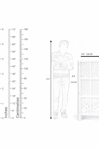 Image of Wooden Room Wall Partition /Divider /Separator 3 Panel for Home Decor /Living Room /Bedroom /Office /Kitchen, 4 Feet, White