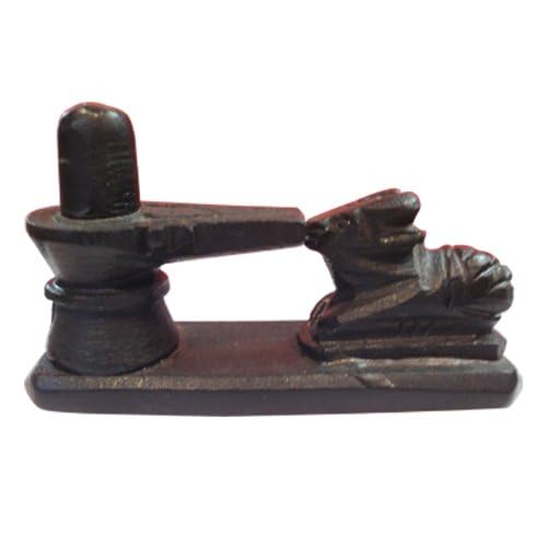 DHAROHAR THE HERITAGE Religious Shiv Linga & Nandi Black Marble Made Shiva Lingam with Nandi Shiv Ling Mahadev Idol Murti for Office Décor for Temple Gift for Shivratri