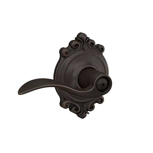 Image of SCHLAGE Accent Lever with Brookshire Trim Bed and Bath Lock in Aged Bronze - F40 ACC 716 BRK