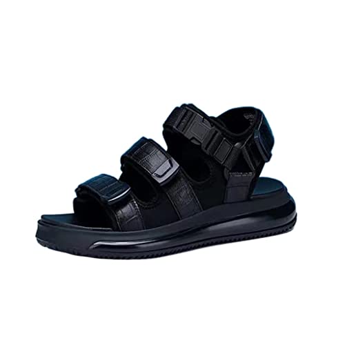 Leather Men's Sandals Comfortable Beach Shoes Soft Soled Casual Shoes Men's Sandals Men's Shoes Flat Shoes(39)