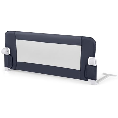 COSTWAY Sponda Letto per Bambini 105/120/150 cm, Barriera di Sicurezza per Neonati, Barriera Letto Pieghevole e Portatile, con Cinghia di Sicurezza (Grigio Scuro, 105 x 38 x 43 cm)