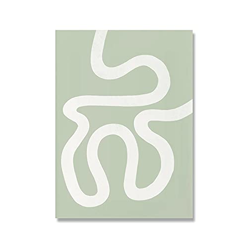 Canvas Painting Wall Art Set Pictures Mid Century Modern Minimalist Prints Living Room Decor Sage Green Abstract One Line Drawing-50x70cmx2 no frame Cover
