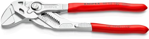 KNIPEX Zangenschlüssel Zange und Schraubenschlüssel in einem Werkzeug auf SB-Karte verchromt mit Kunststoff überzogen 180 mm, 86 03 180 SB
