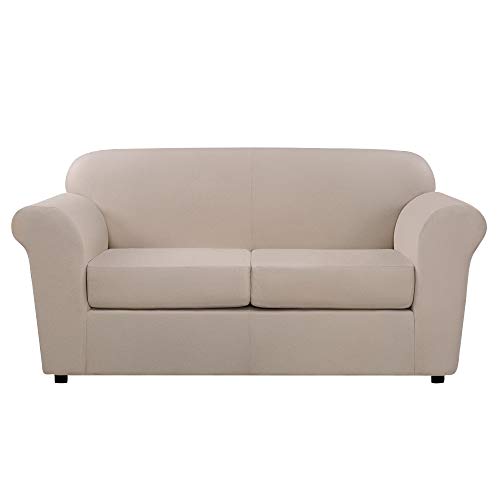 Sure Fit Ultimate Heavyweight Stretch Leather Slipcover (Pebbled Ivory, 2-Seat Box Cushion Loveseat) #TOP23