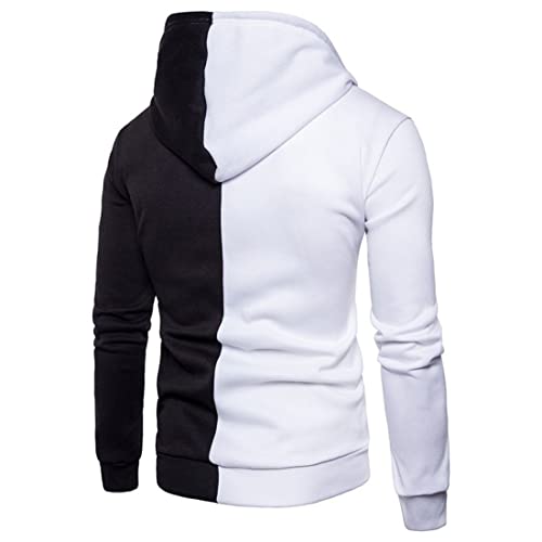 Kwoki Men's Zip Up Hooded Sweatshirts Long Sleeve Colorblock Patchwork Drawstring Active Hoodies2