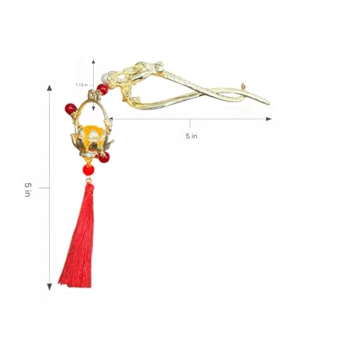 Image of 1pcs of Chinese Hair Sticks for Buns, Pearl Flower Vintage Metal Hair Chopsticks for Women and Girls Dangle Tassel Pendant Hair Accessories Hanfu Handmade Decor Hairpin (RED BANANA 2)
