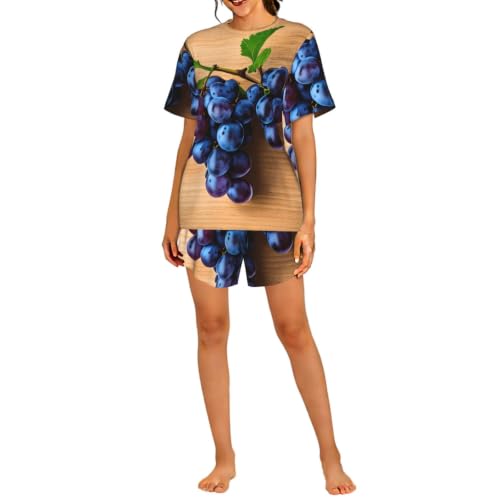 Pyjama court femme imprimé raisin idéal pour vos moments de détente cocooning à la maison