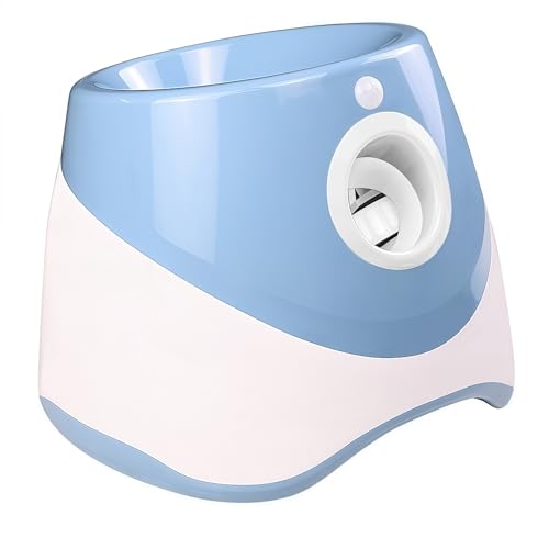 RUNCAN 犬ボール投げランチャー、小型犬および中型犬用プラスチック犬自動ボールランチャー、犬自動ボールランチャーインタラクティブペットボール投げ機屋外屋内用投げゲーム (ブルー,ボール3個入り)