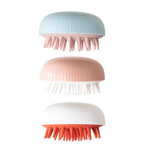 FRCOLOR 1set Head Massage Brush Dual Use Shampoo Brush Cleaning Comb for Soft Silicone Scalp for Comfortable Hair Washing and Stimulating 3pcs