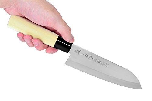 Image of Seki Japan TSUBAZO Japanese Utility Chef Kitchen Knife, Stainless Steel Santoku Knife, Shiraki Handle, 170 mm (6.7 in)