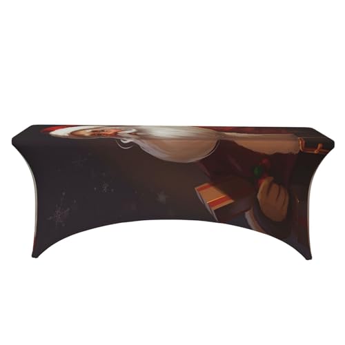 Nappe de table rectangulaire en élasthanne infroissable pour banquet noir
