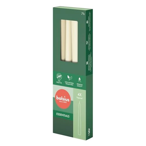 BOLSIUS Essentials - Velas puntiagudas (perlas blandas, 24/245 mm, tiempo de combustión aprox. 7 h, 4 unidades por paquete)