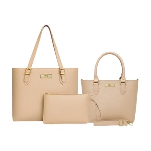 Kit Bolsa Feminina Grande + Baú + Carteira (Nude)