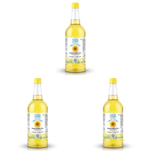 Image of Natureland Organics Sunflower Oil 1 Ltr - Cold Pressed (Pack of 3)