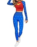 DC Comics Wonder Woman Cosplay Active Workout Outfits – Legging and Shirt 2PC Sets by MAXXIM Wonder Woman X-Large