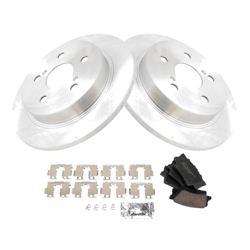 Image of TRQ Rear Brake Pad and Rotor Set Ceramic Rotors Compatible with 2018-2023 Toyota Camry