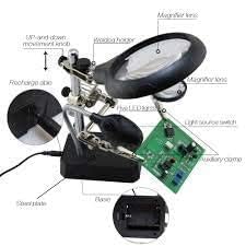 Image of KP2 Adjustable Auxiliary Clip Magnifying Glass with 5 LED Lights for Welding and Modelling Black (AK-16129C)