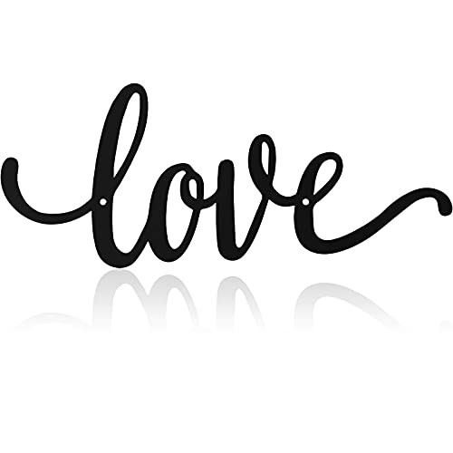Metal Wall Decor Rustic Letter Signs Black Wall Art Hanging Word Cutout Decoration for Home (Love Style)