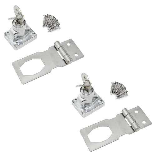 Image of 2PCS Silver Metal Twist Knob Key Lock Fob 66x31mm Folding Box Buckle Hardware Padlocks Hasp Suitable for Door and Cabinet