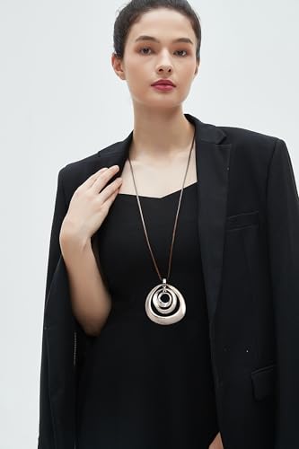 Boho Necklaces for Women Long Wooden Pendant Vintage Necklace Sweater Chain Necklace Handmade Jewelry3