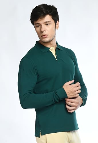 Image of USI Uni Style Image Men's Cotton Blend Cotton Blend Improved American Fit #Pik32 Full Sleeves Polo Shirt - Allure Blue