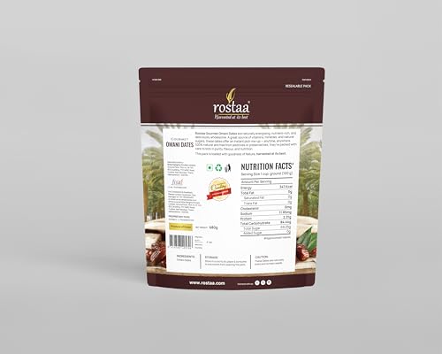 Image of Rostaa Gourmet Omani Dates 680gms | Best in Quality Khajoor, Khajur | Boosts Immunity & Energy | Supports Hormone Balance | Rich in Fiber & Antioxidants | Premium 100% Natural Snack