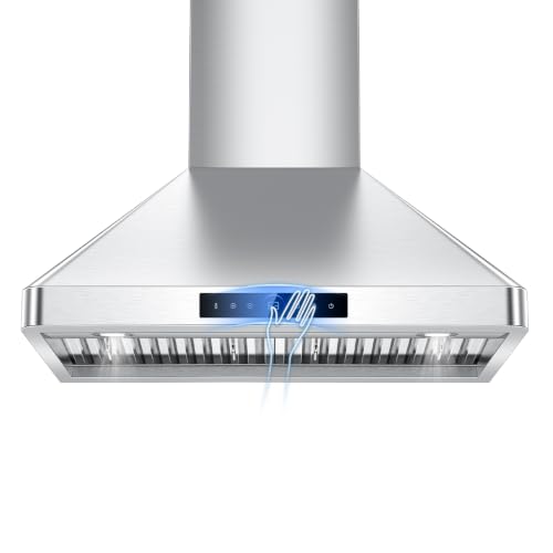 Image of 30 inch Wall Mount Range Hood, 1200 CFM Gesture Touch Stainless Steel Hood