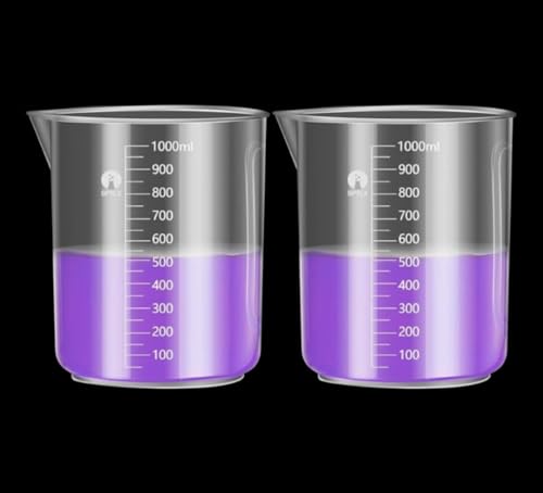 Image of 1000ml Plastic Measuring Cups Graduated Epoxy Resin Mixing Cups, Small Beaker, Plastic Measuring Cup for Epoxy Resin, Paint, Art Craft, Soap Candle Tumbler Making (2, 1000ml)