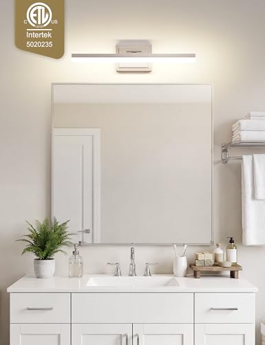 Image of VOLISUN Modern Bathroom Vanity Light 24 inch, Rotatable, 24W Dimmable 5CCT Led Bathroom Light Fixture Over Mirror, Brushed Nickel Bar Vanity Light for Bathrooms Mirror Restroom-ETL Certificated